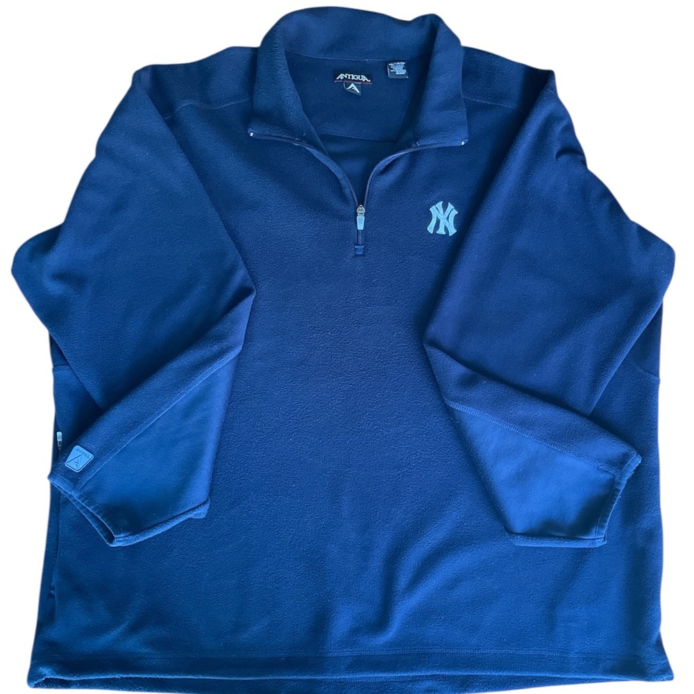 Antigua Men’s XXL New York Yankees Fleece Pullover – Navy Blue, 1/4 Zip